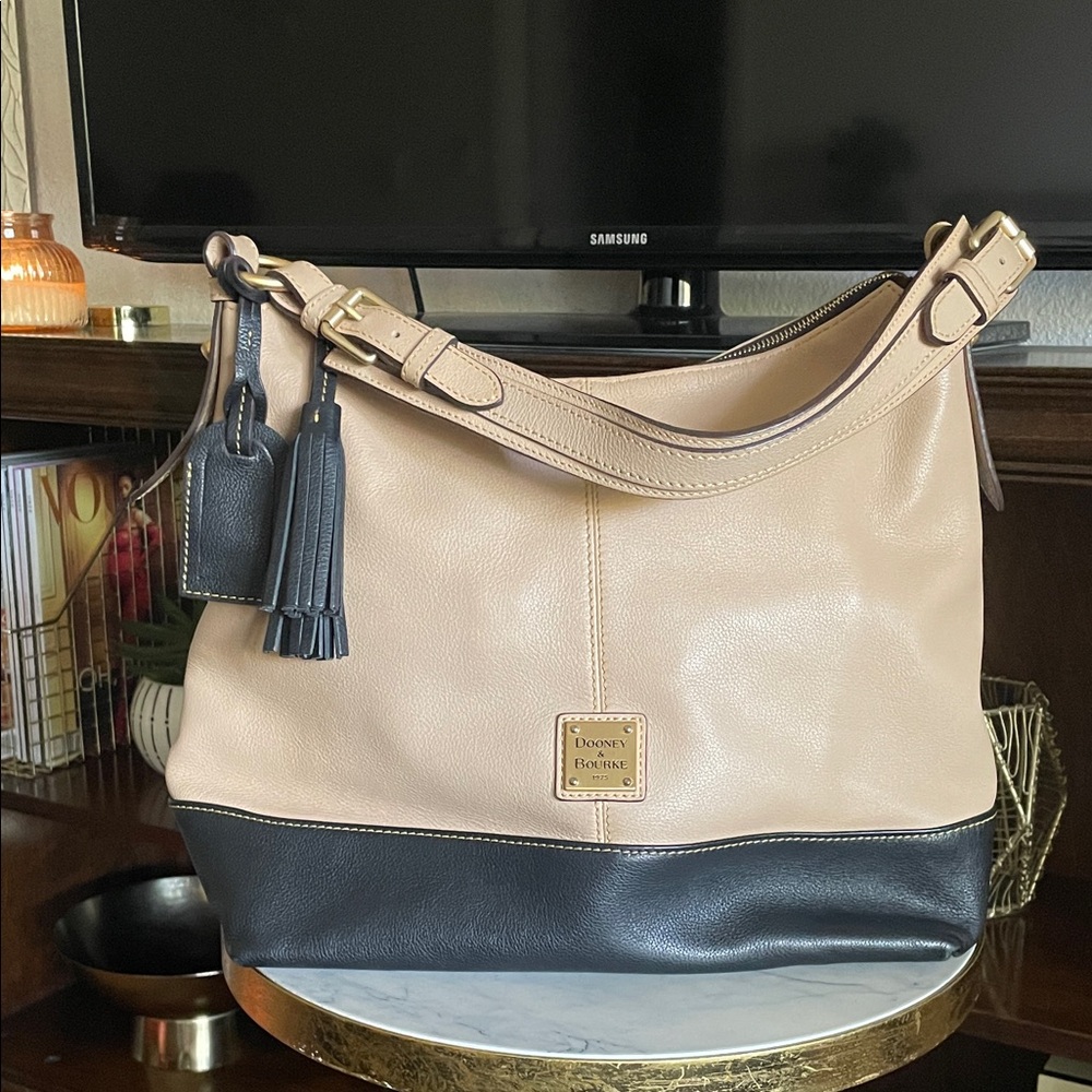 Dooney & Bourke Cream and Black Hobo Bag